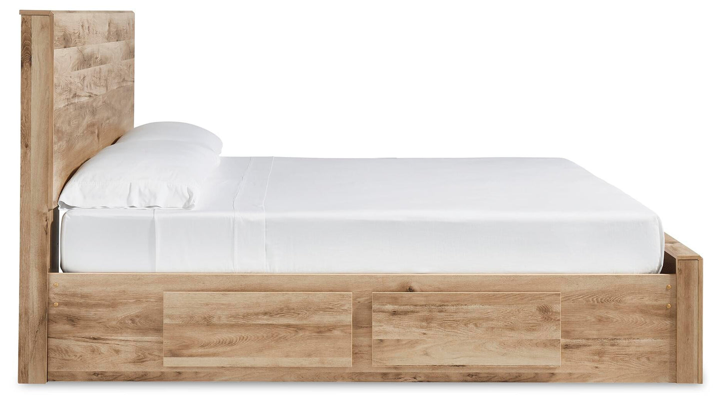 Hyanna  Panel Storage Bed With 2 Under Bed Storage Drawer, Dresser And Mirror