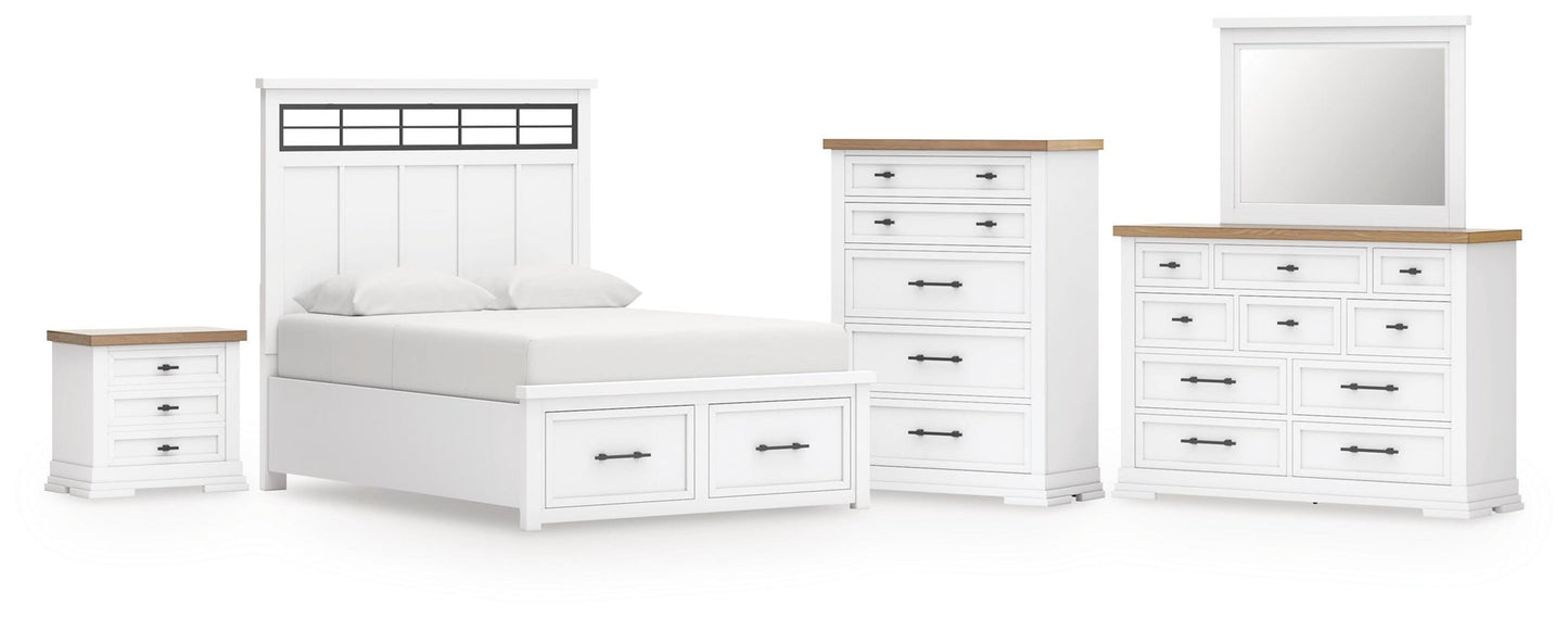 Ashbryn  Panel Storage Bed, Dresser, Mirror, Chest And Nightstand