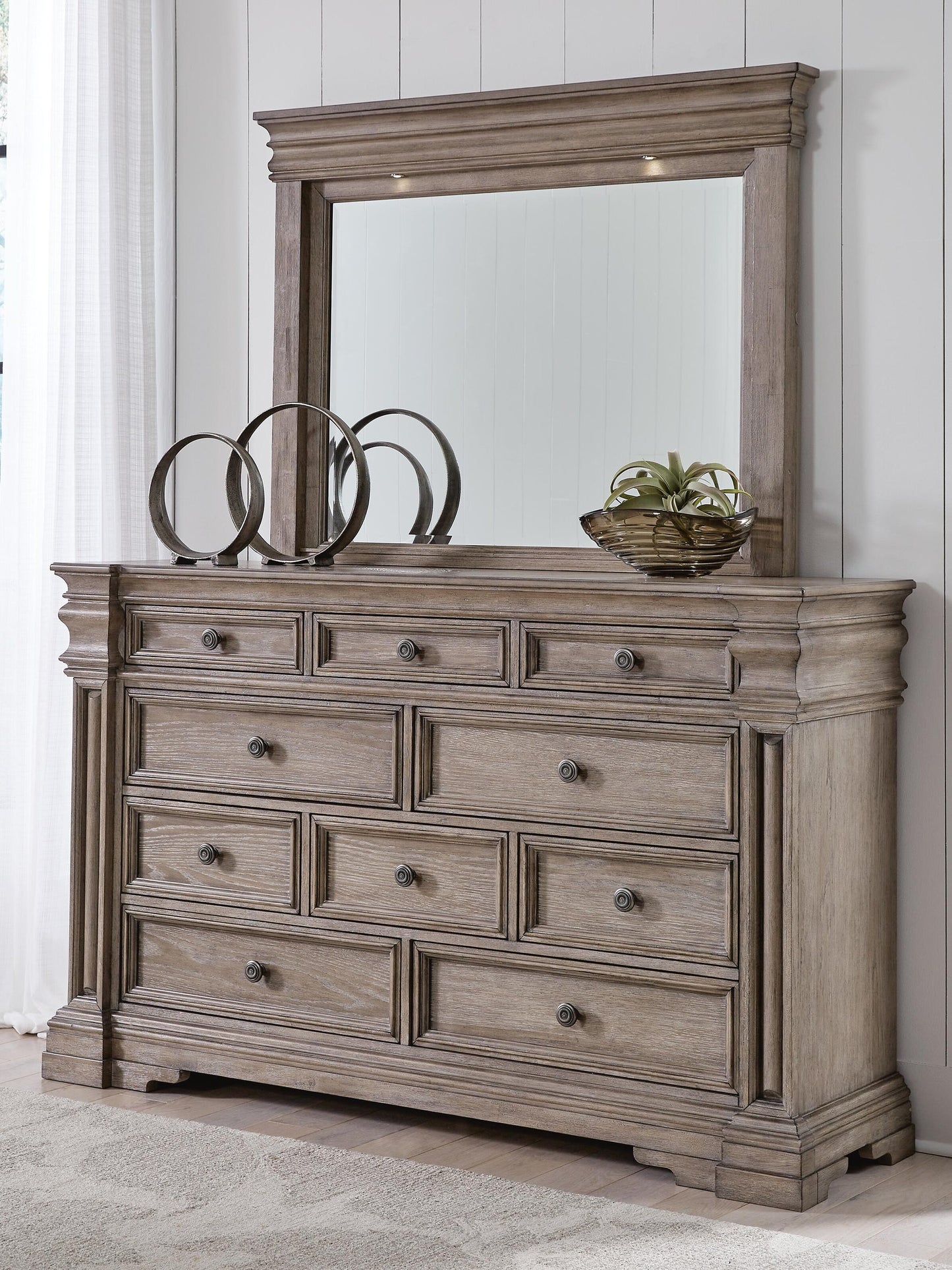 Blairhurst  Panel Bed With Mirrored Dresser