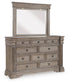 Blairhurst California  Panel Bed With Mirrored Dresser And Nightstand