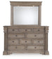 Blairhurst California  Panel Bed With Mirrored Dresser And Nightstand