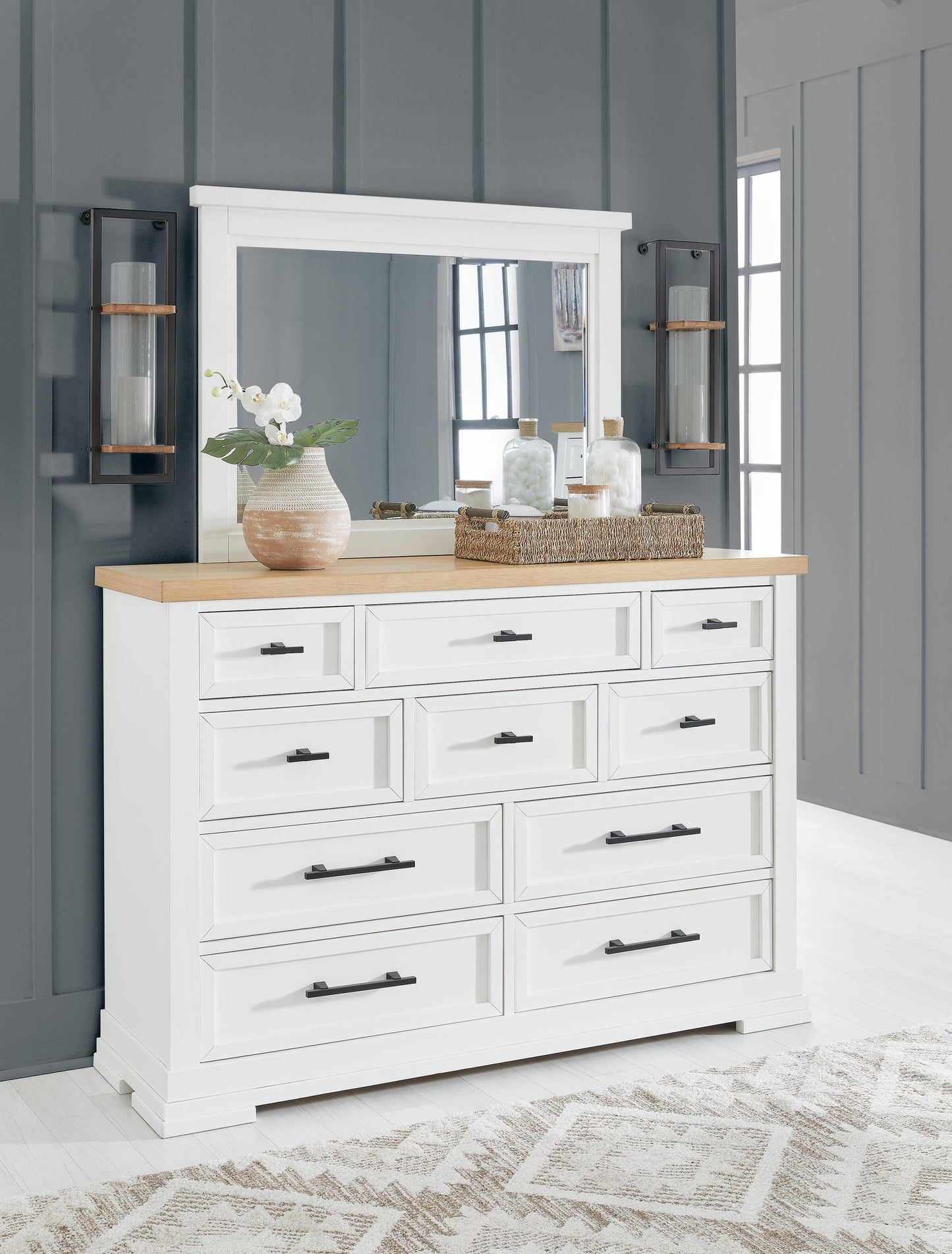 Ashbryn California  Panel Storage Bed, Dresser, Mirror And Nightstand