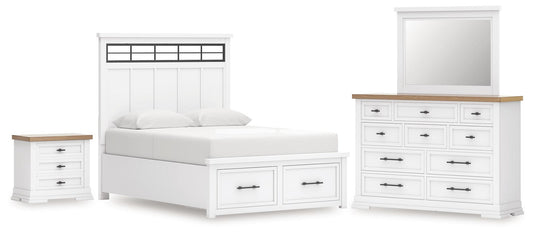 Ashbryn  Panel Storage Bed, Dresser, Mirror And Nightstand