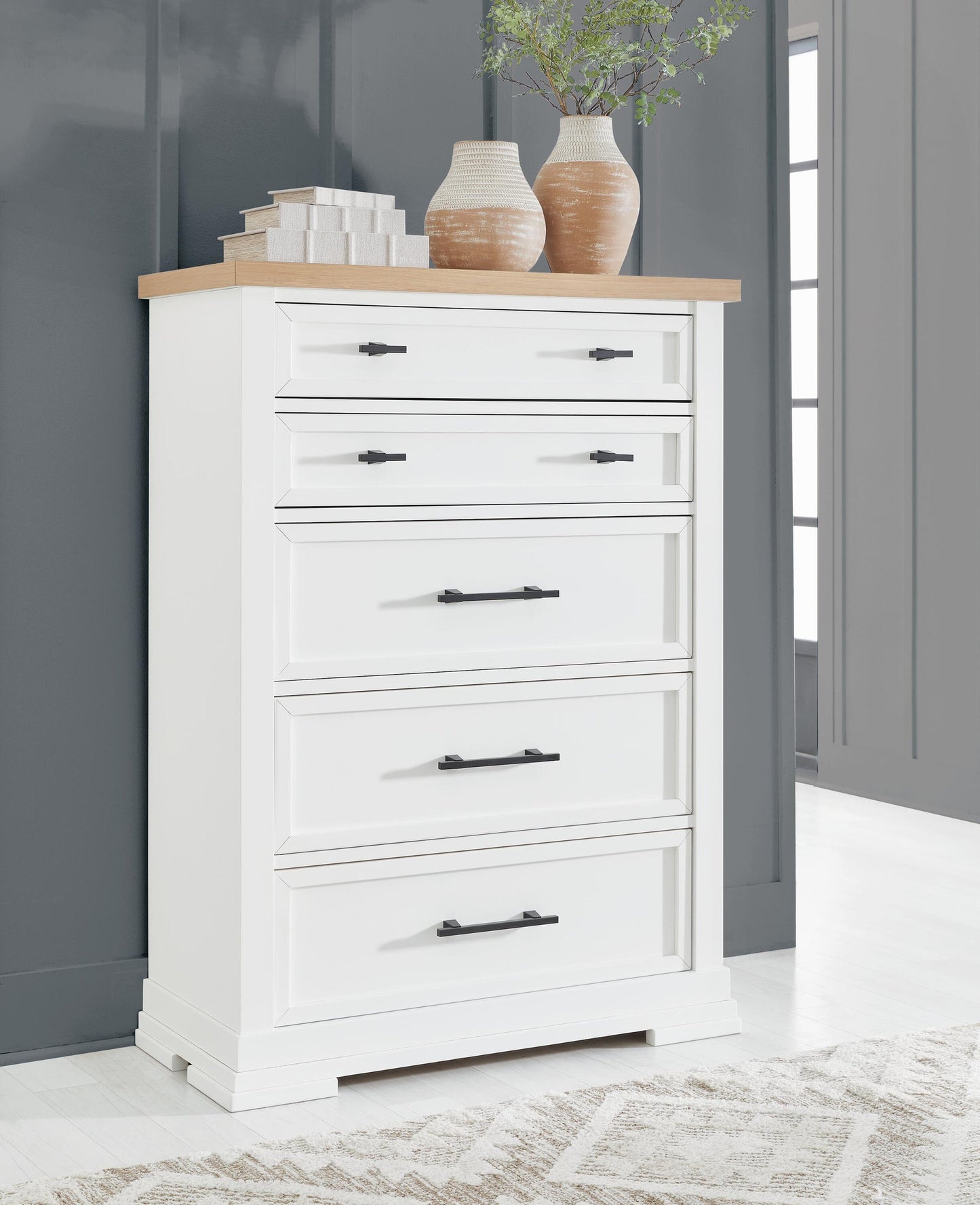 Ashbryn California  Panel Storage Bed, Dresser, Mirror, Chest And Nightstand