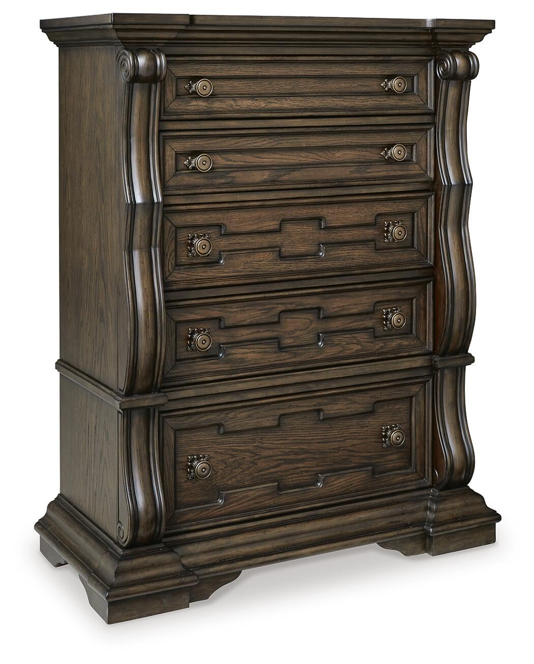 Maylee California  Upholstered Bed, Dresser, Mirror, Chest And Nightstand