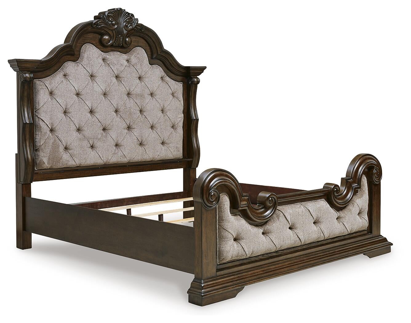Maylee California  Upholstered Bed, Dresser, Mirror, Chest And Nightstand