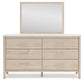 Cadmori  Upholstered Panel Bed With Mirrored Dresser