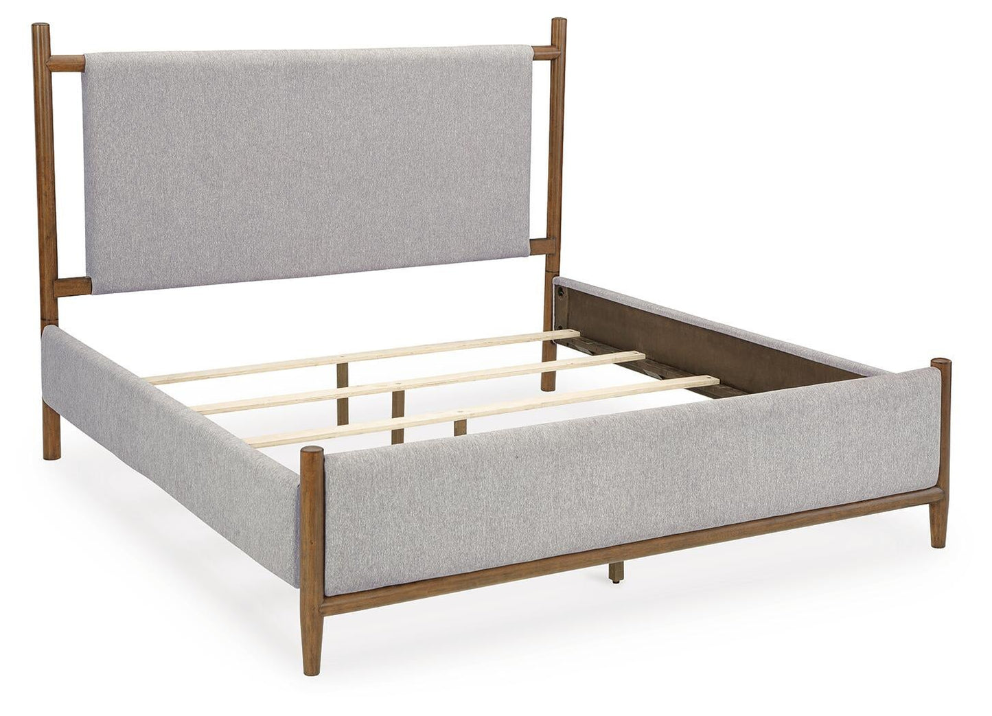 Lyncott  Upholstered Bed With Mirrored Dresser And Nightstand
