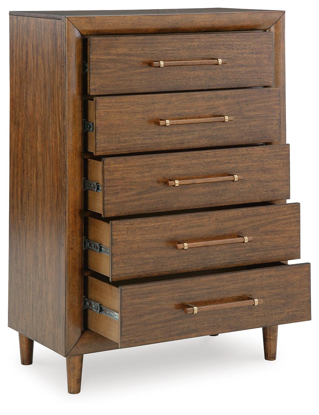 Lyncott  Upholstered Panel Bed, Dresser, Mirror, Chest And Nightstand