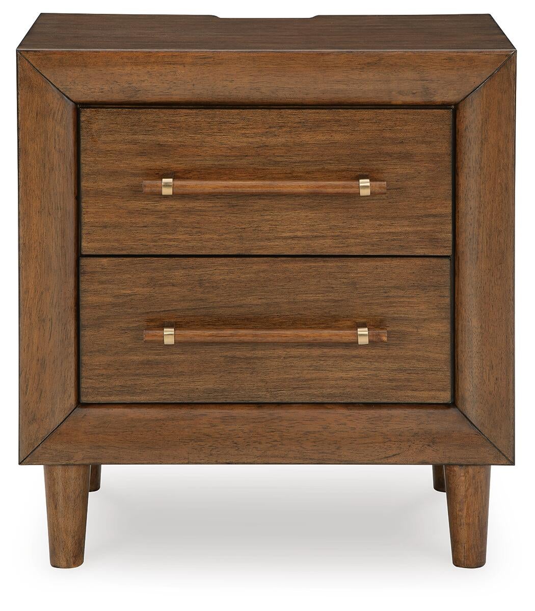 Lyncott  Upholstered Panel Bed, Dresser, Mirror, Chest And Nightstand