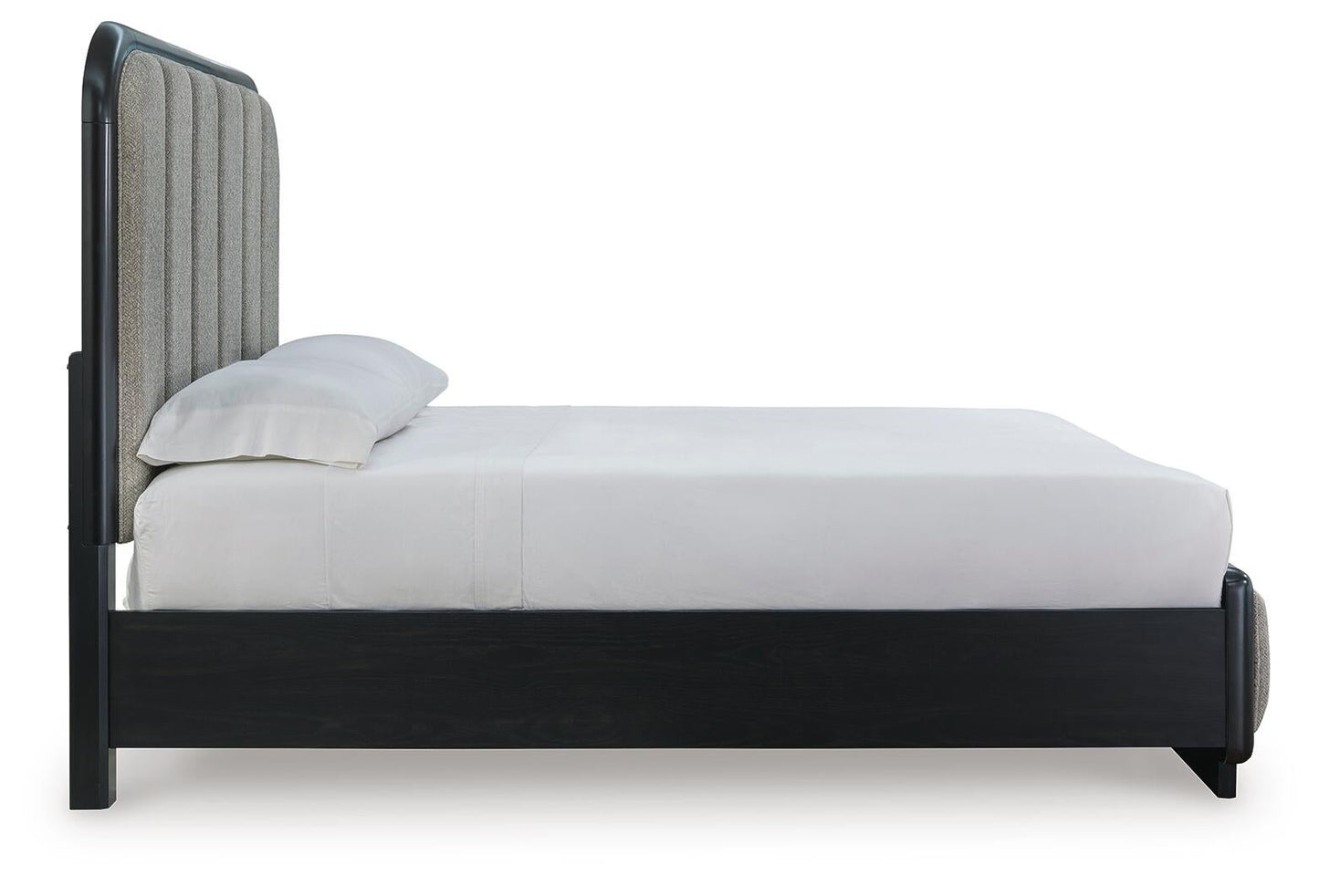 Rowanbeck  Upholstered Panel Bed With Mirrored Dresser