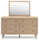 Cielden  Upholstered Panel Bed With Mirrored Dresser, Chest And Nightstand