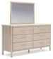 Cadmori  Upholstered Panel Bed With Mirrored Dresser, Chest And Nightstand
