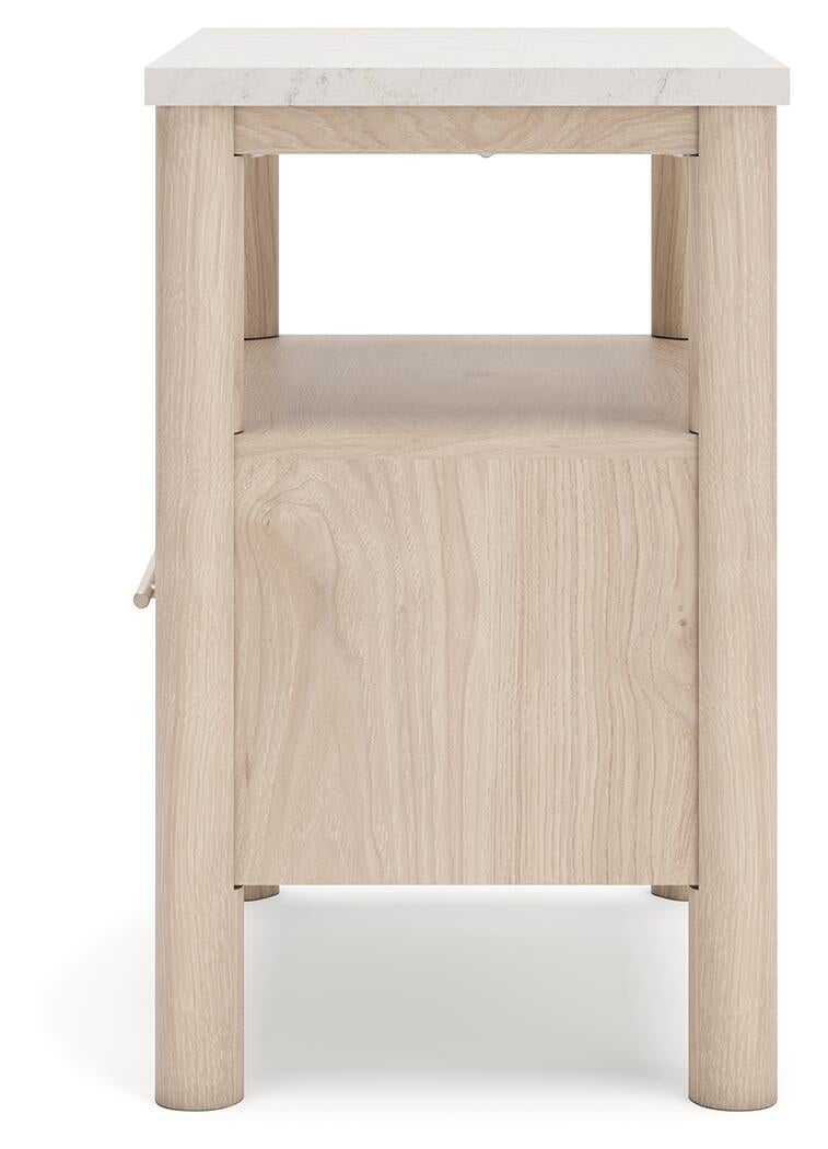 Cadmori  Upholstered Panel Bed With Mirrored Dresser And Nightstand