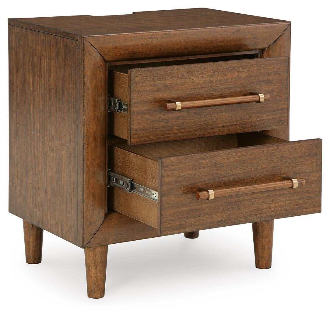 Lyncott  Upholstered Bed, Dresser, Mirror, Chest And Nightstand