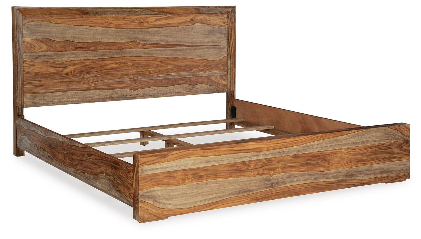 Dressonni  Panel Bed With Mirrored Dresser