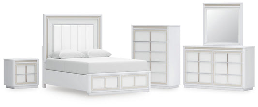 Chalanna  Upholstered Storage Bed, Dresser, Mirror, Chest And Nightstand