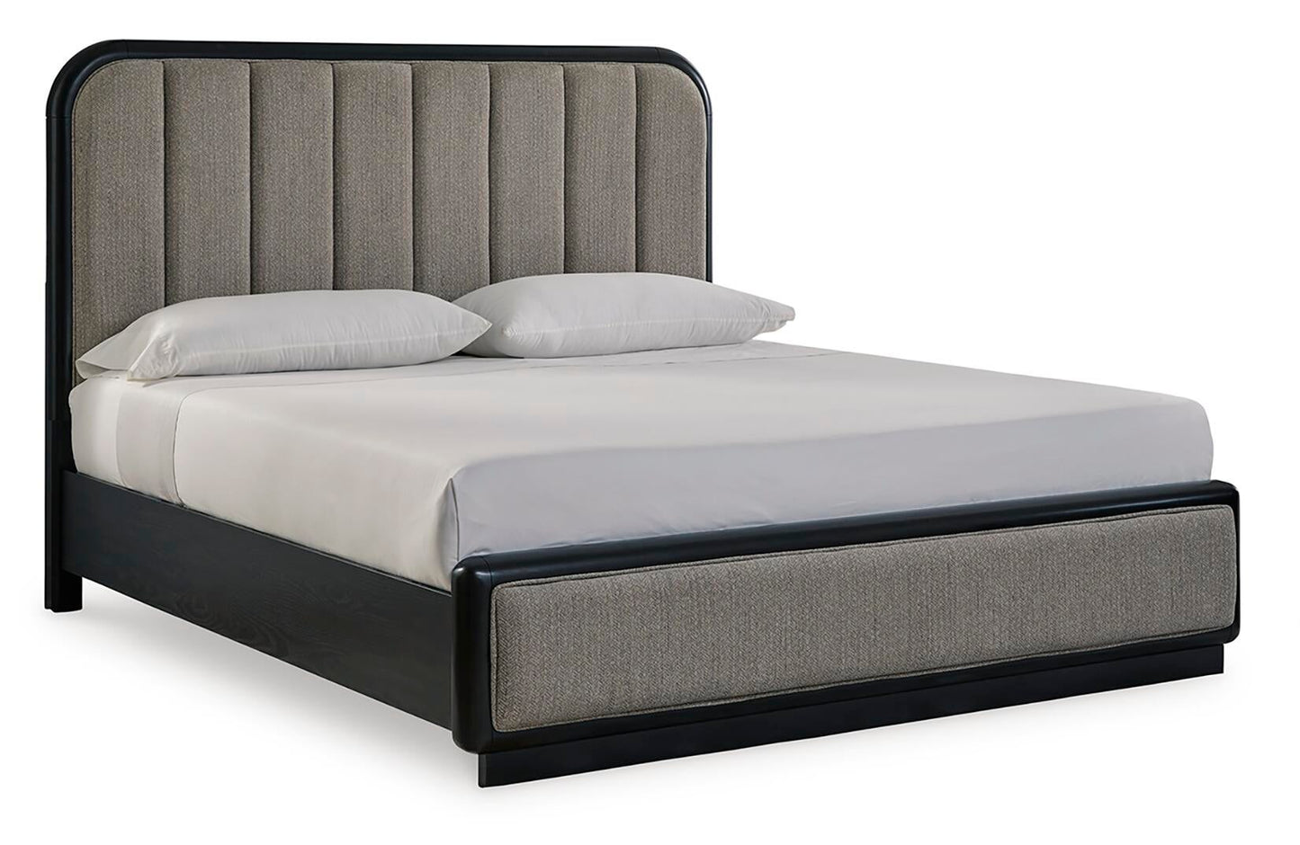Rowanbeck California  Upholstered Panel Bed, Dresser, Mirror And Nightstand