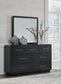 Rowanbeck California  Upholstered Panel Bed, Dresser, Mirror And Nightstand