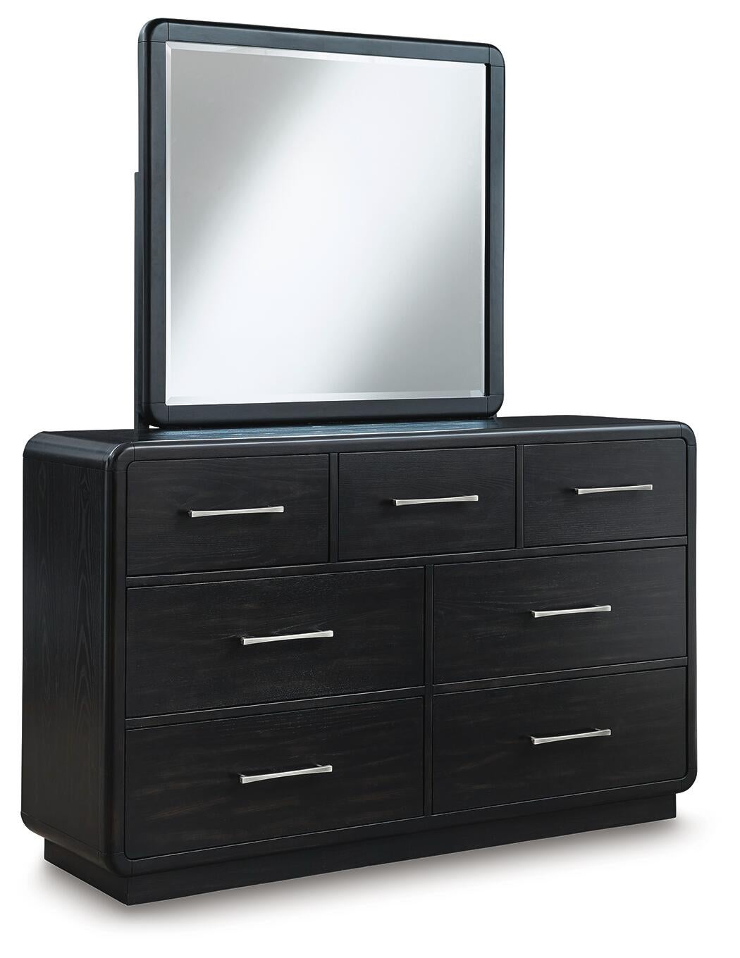 Rowanbeck  Upholstered Panel Bed, Dresser, Mirror, Chest And Nightstand
