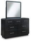 Rowanbeck  Upholstered Panel Bed, Dresser, Mirror, Chest And Nightstand