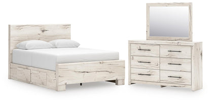 Lawroy  Panel Bed With Storage, Dresser And Mirror