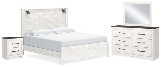 Gerridan  Panel Bed With Mirrored Dresser And Nightstand