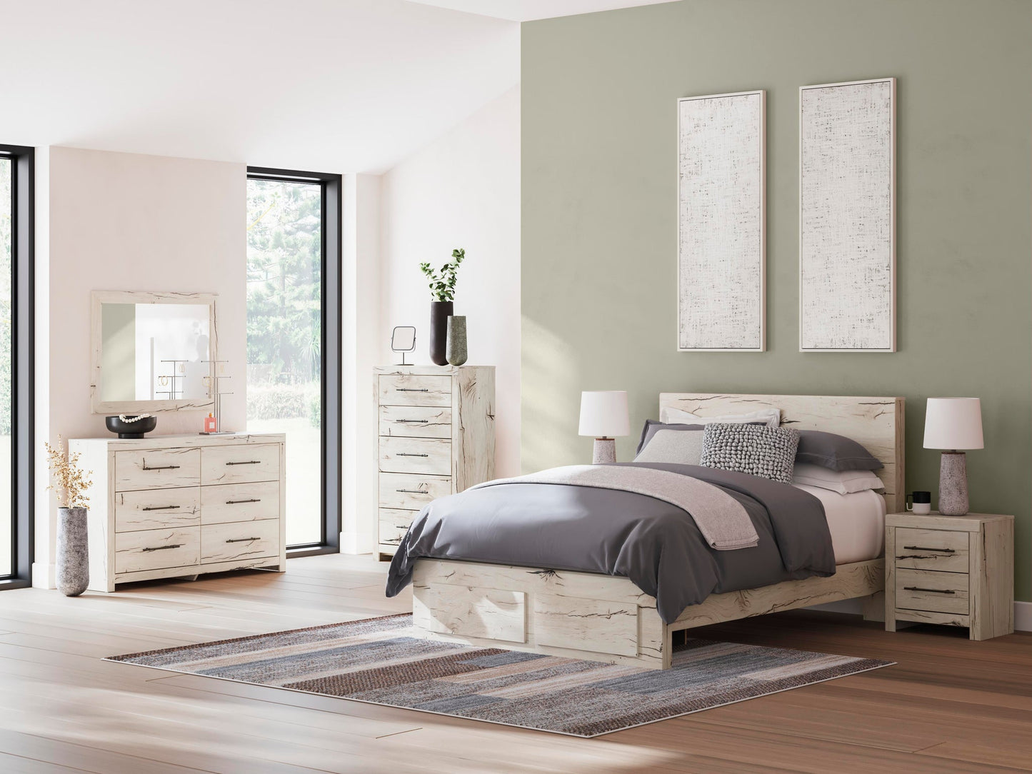 Lawroy  Panel Storage Bed, Dresser And Mirror