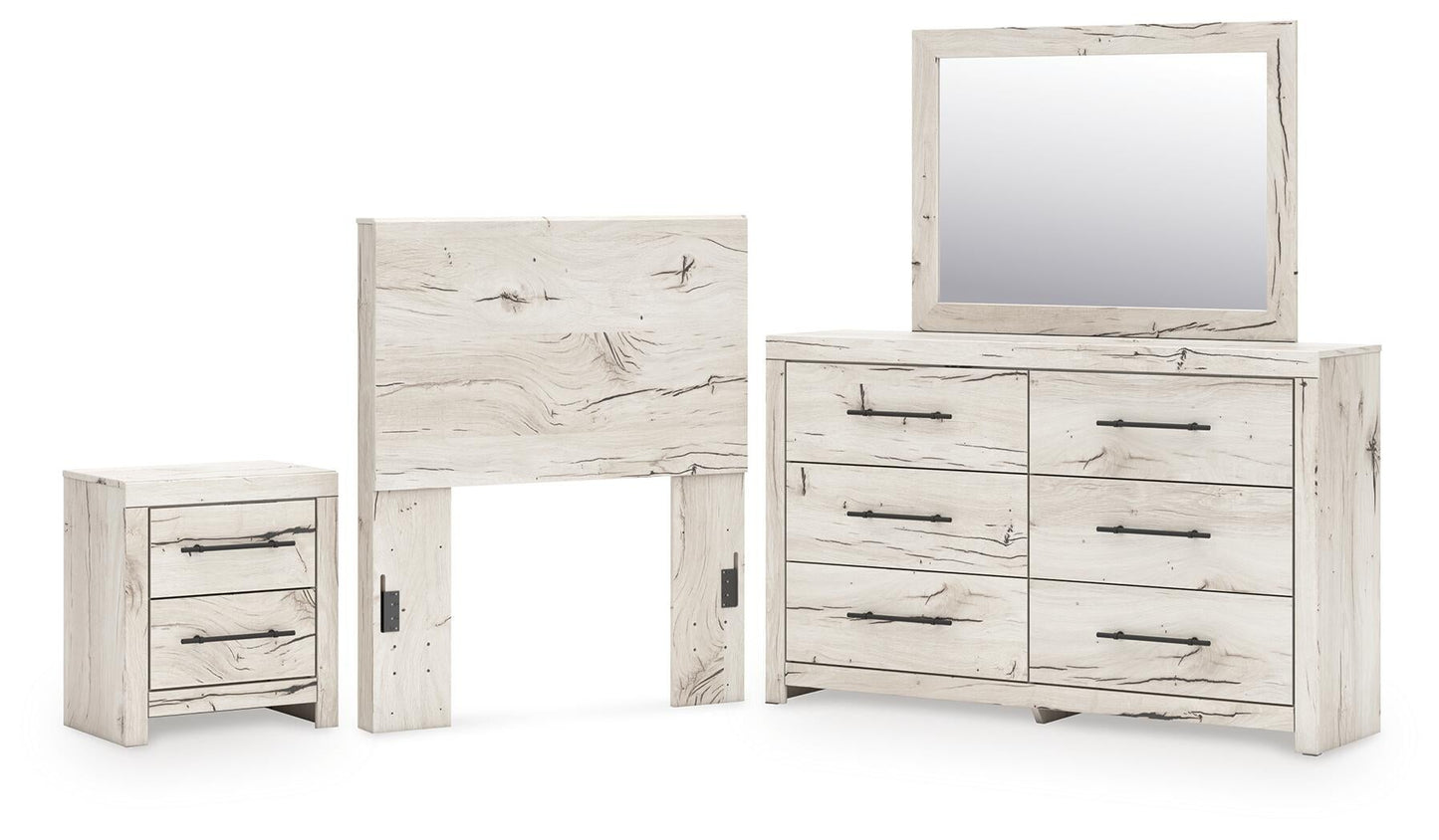 Lawroy  Panel Headboard, Dresser, Mirror And Nightstand