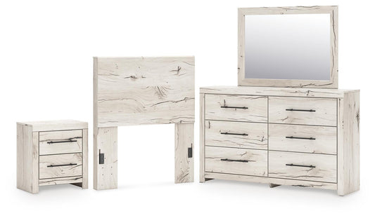 Lawroy  Panel Headboard, Dresser, Mirror And Nightstand