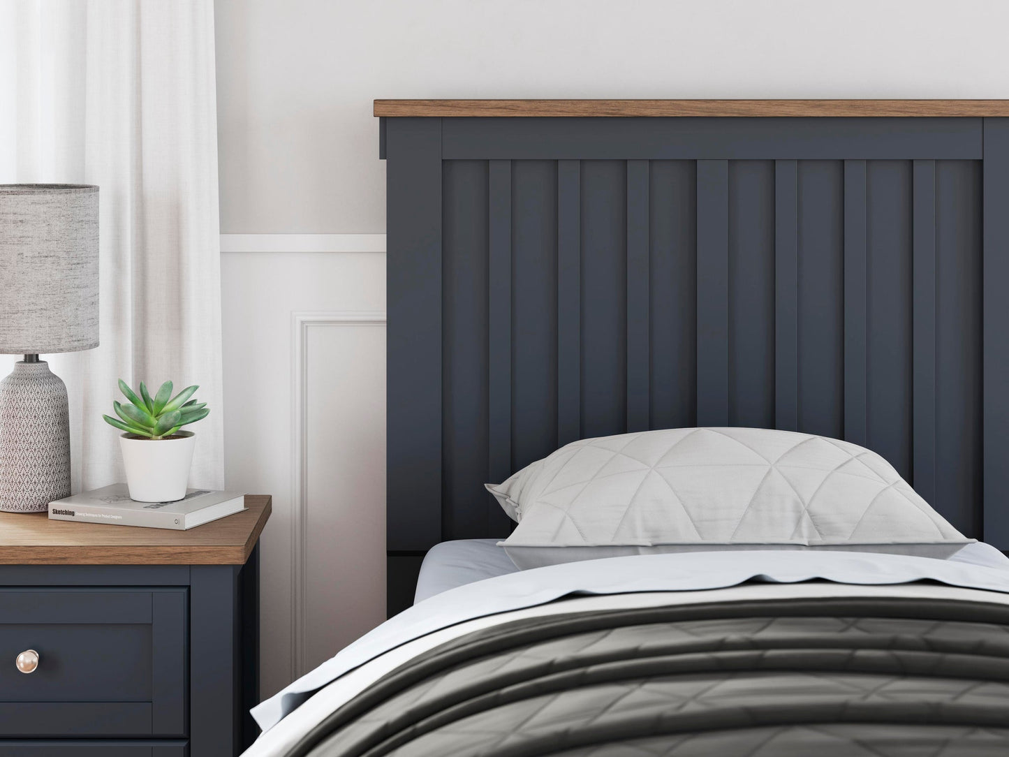 Landocken  Panel Headboard, Dresser, Mirror, Chest And Nightstand