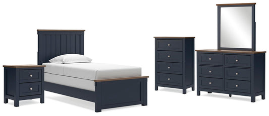 Landocken  Panel Bed, Dresser, Mirror, Chest And Nightstand