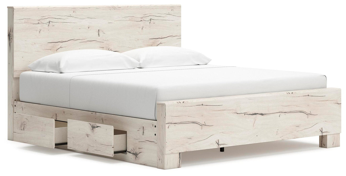 Lawroy  Panel Bed With Storage, Dresser, Mirror And Nightstand
