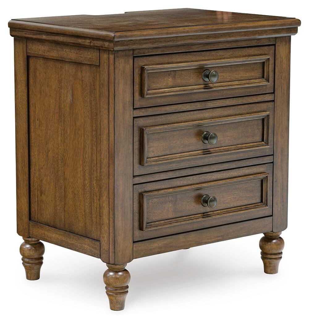 Sturlayne  Upholstered Panel Bed, Dresser, Mirror And Nightstand