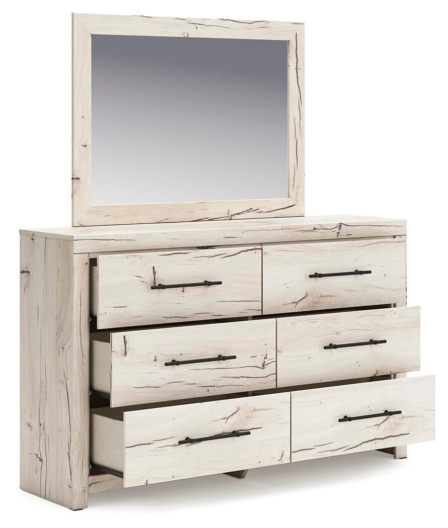 Lawroy  Panel Bed With Storage, Dresser And Mirror