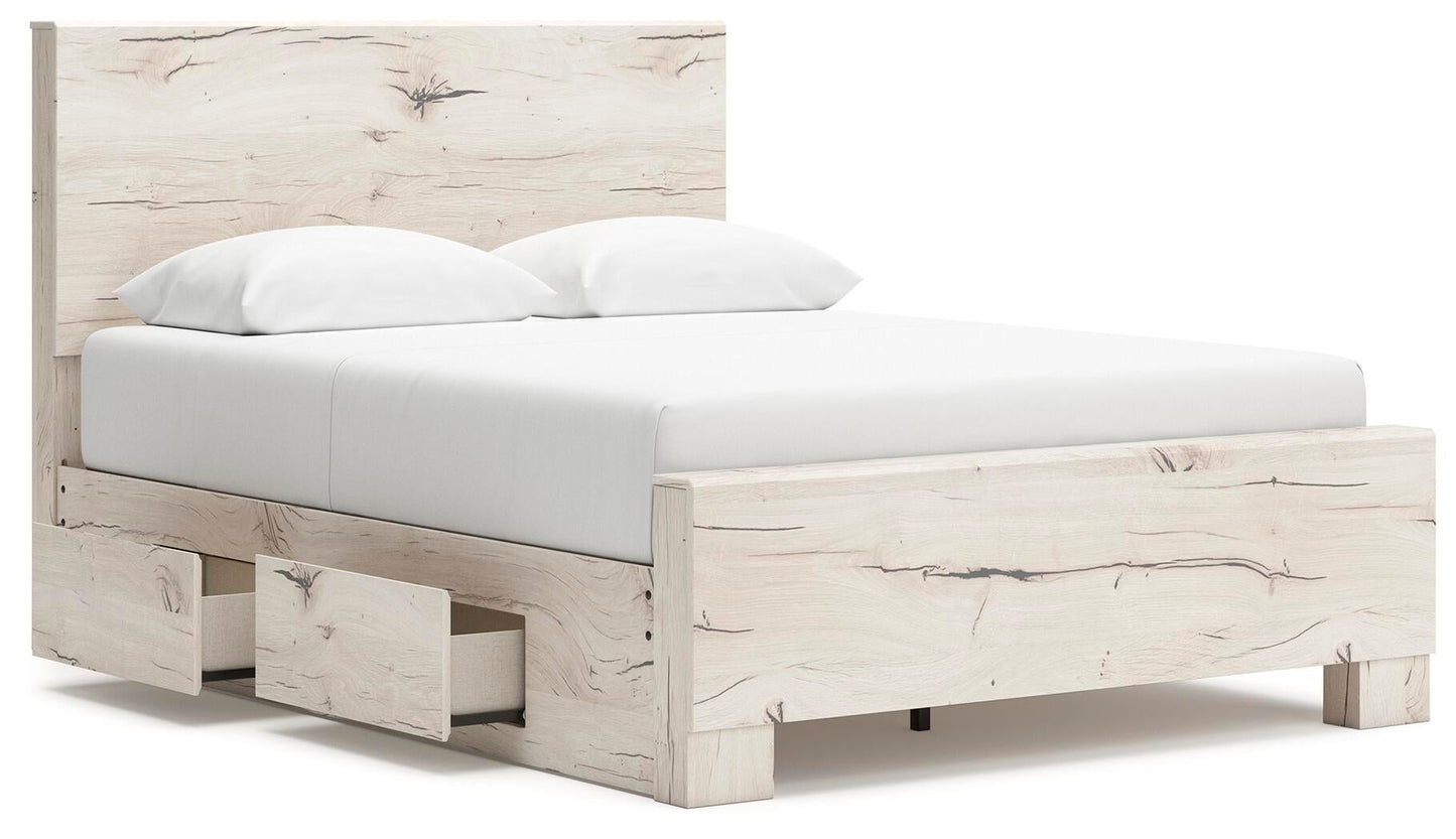 Lawroy  Panel Bed With Storage, Dresser, Mirror And Nightstand