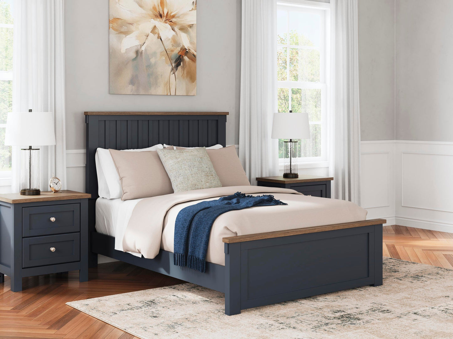 Landocken  Panel Bed, Dresser, Mirror, Chest And Nightstand