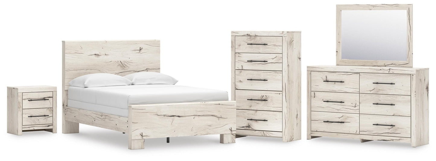 Lawroy  Panel Bed, Dresser, Mirror, Chest And Nightstand