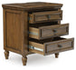Sturlayne  Upholstered Panel Bed, Dresser, Mirror, Chest And Nightstand
