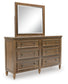Sturlayne  Upholstered Panel Bed, Dresser, Mirror And Nightstand