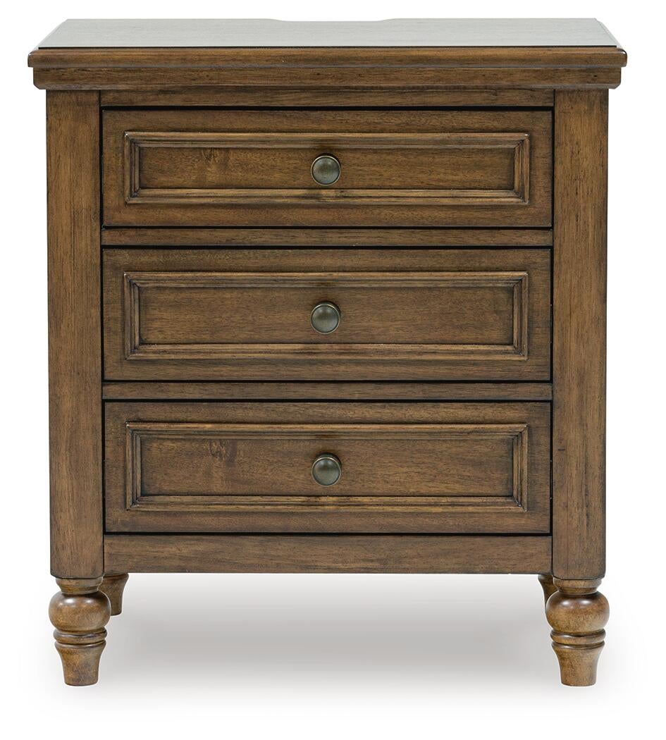 Sturlayne  Upholstered Panel Bed, Dresser, Mirror And Nightstand
