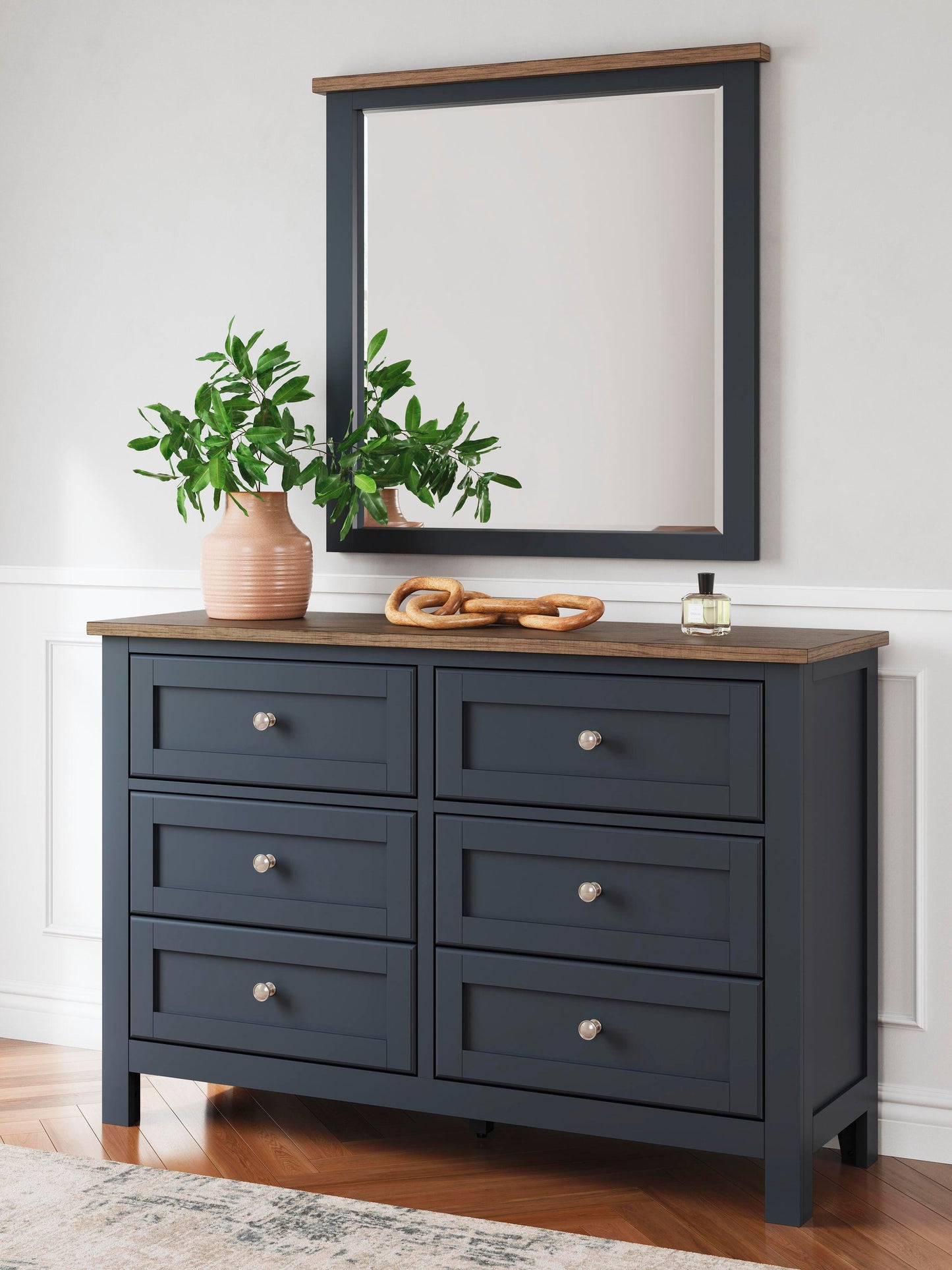 Landocken  Panel Bed, Dresser And Mirror