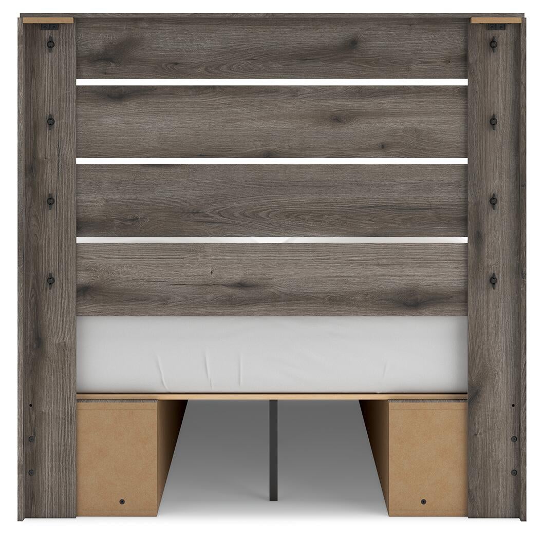Graystorm  Panel Bed With Storage, Dresser, Mirror And Nightstand