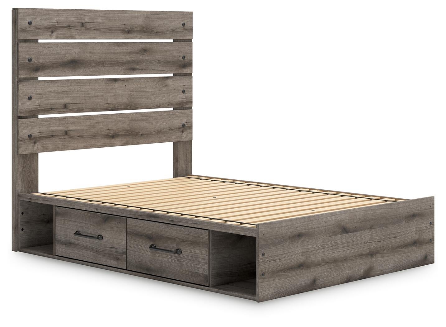 Graystorm  Panel Bed With Storage, Dresser, Mirror, Chest And Nightstand