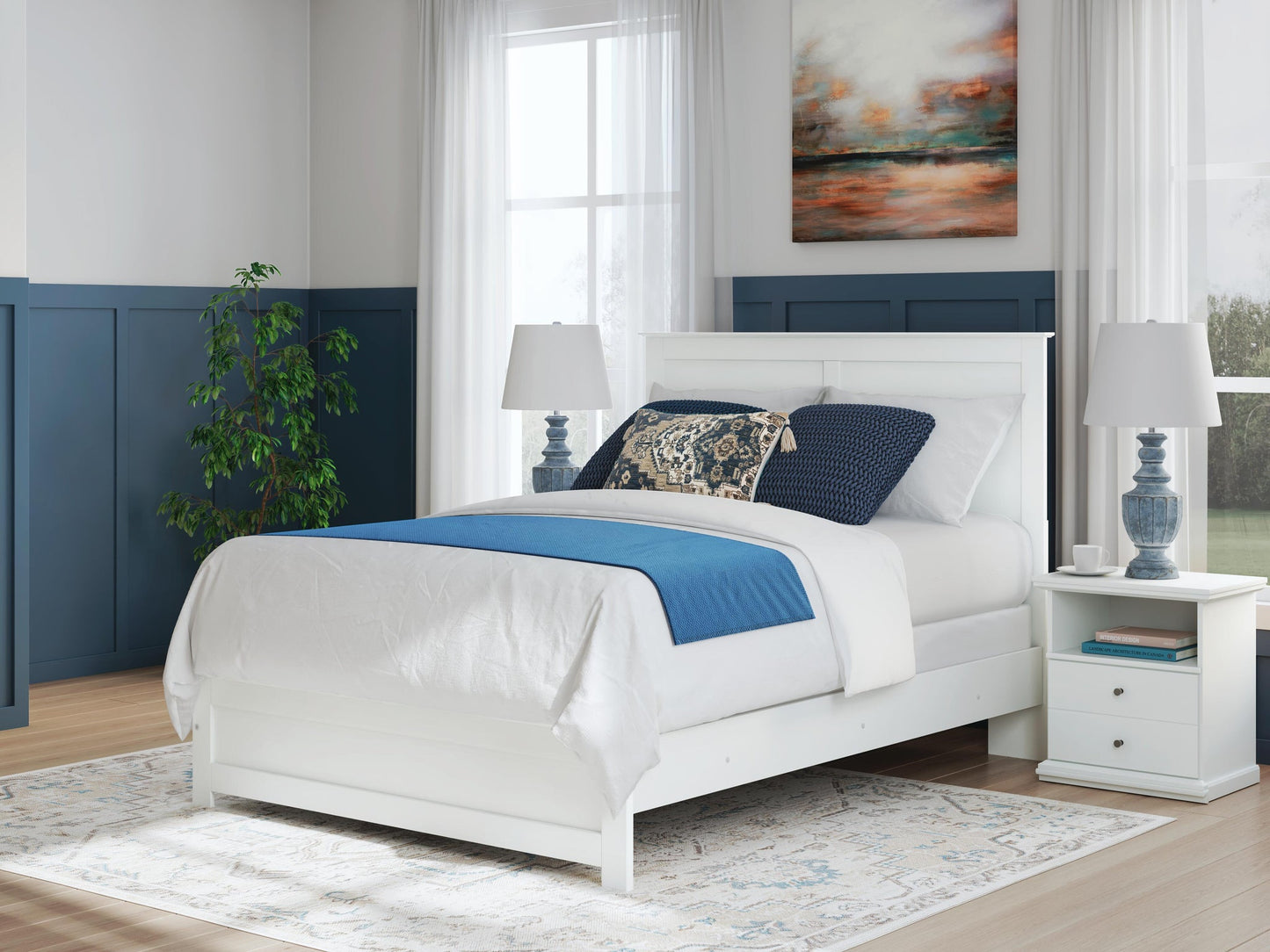 Bostwick Shoals  Panel Bed, Dresser, Mirror And Nightstand