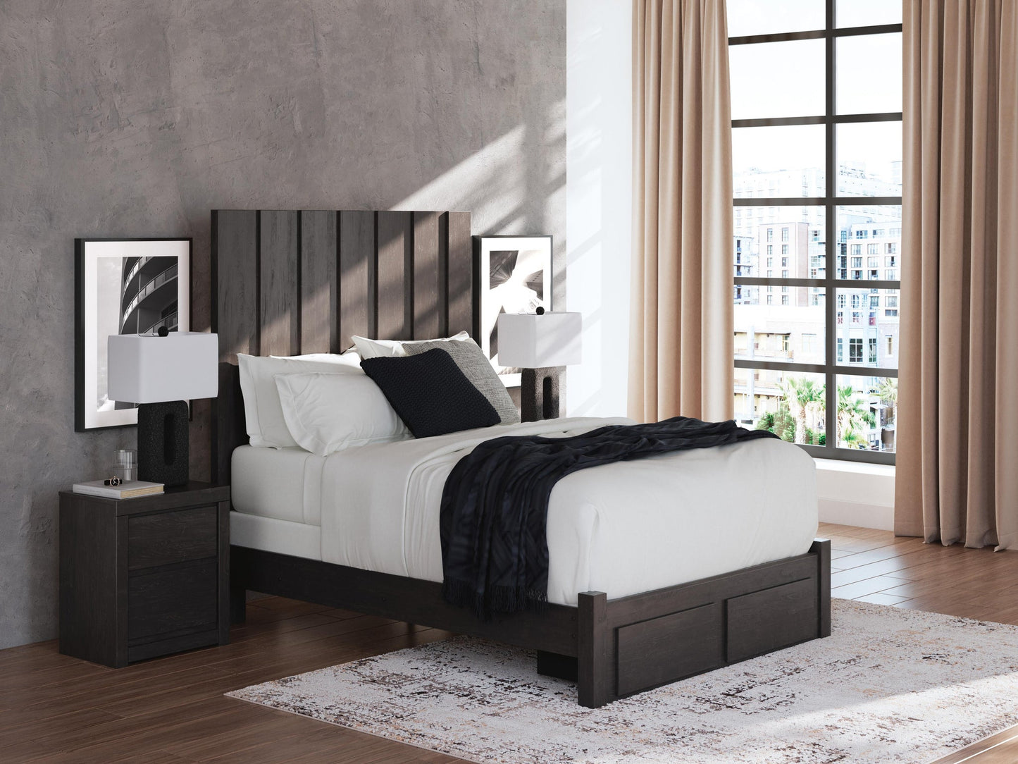 Fraluna  Panel Storage Bed, Dresser And Mirror