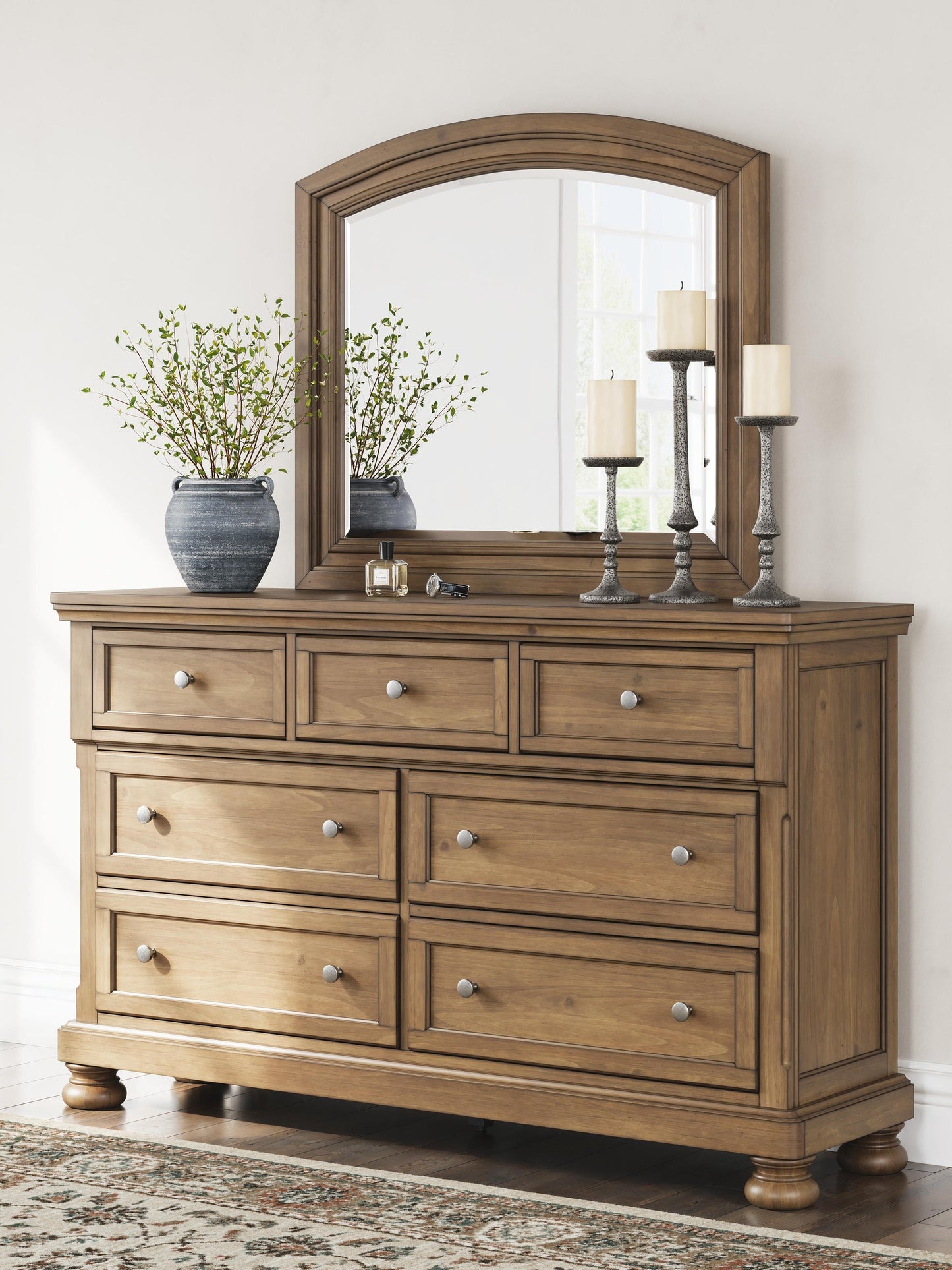 Feddinger  Panel Bed With Mirrored Dresser, Chest And Nightstand