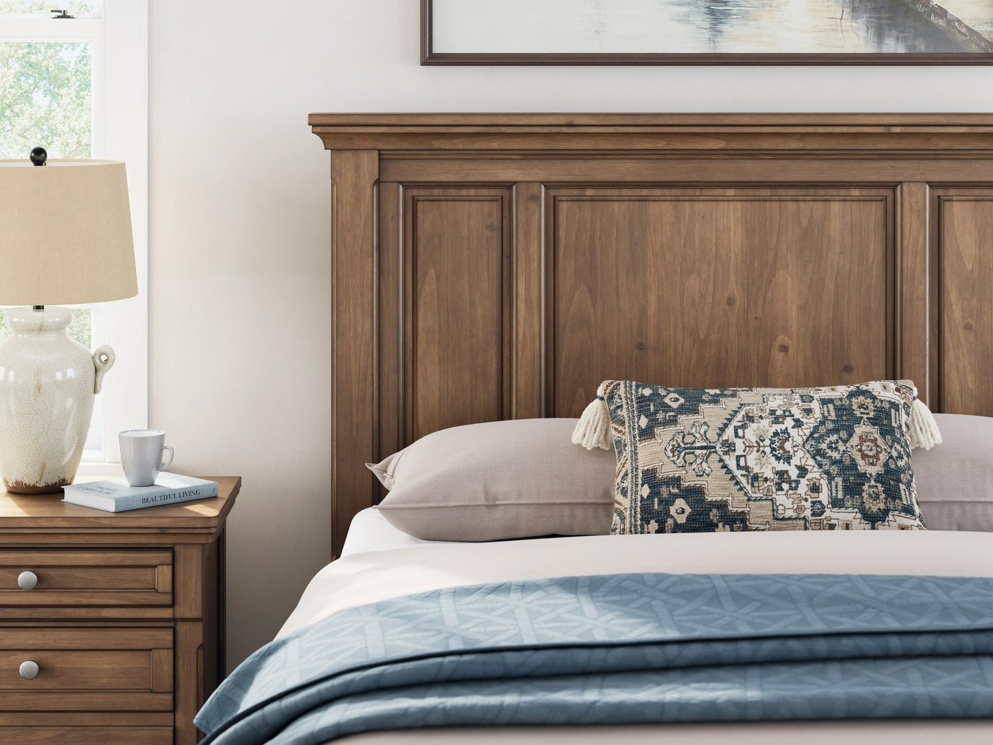 Feddinger  Panel Bed With Mirrored Dresser, Chest And Nightstand