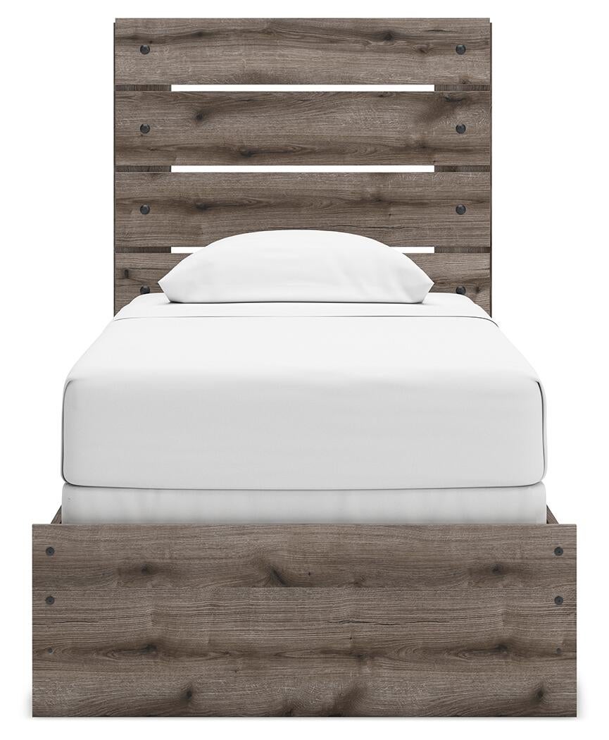 Graystorm  Panel Bed, Dresser, Mirror, Chest And Nightstand