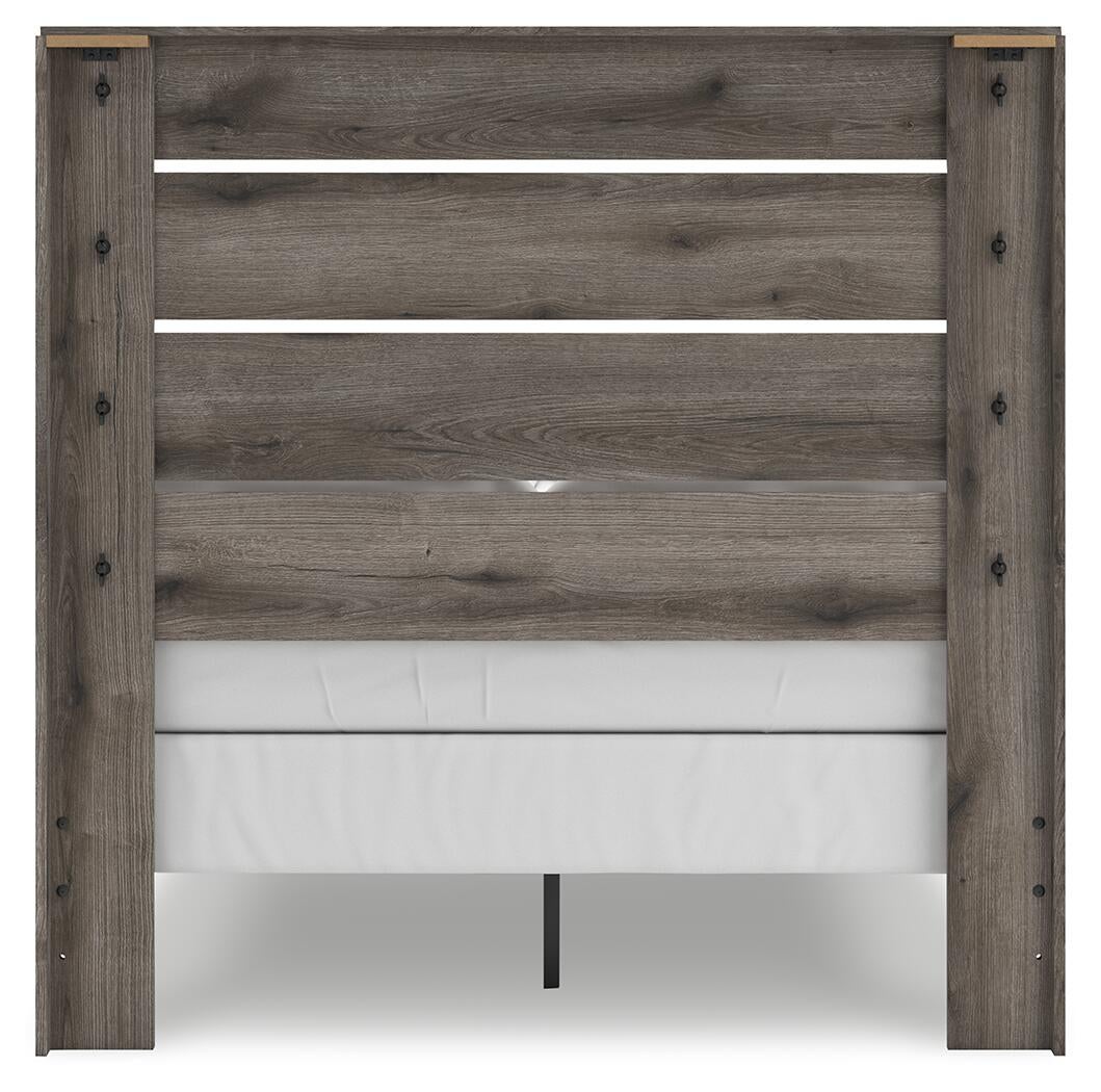 Graystorm  Panel Bed, Dresser, Mirror And Nightstand